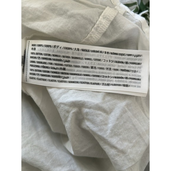 Abercrombie & Fitch Green White Floral Smocked Midi Dress L Ruffle Strap - Picture 9 of 9